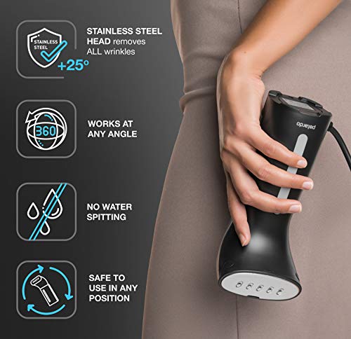 Steamer for Clothes, Best Portable Travel and Home Garment Steamer, Metal Steam Head, 25s Heat Up, Pump System, Mini Size, Large Water Tank, Handheld Steamer for Any Fabrics, No Water Spitting, 110V - Thumbnail 2