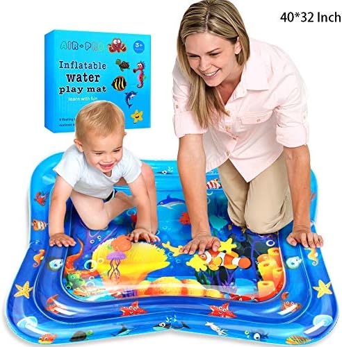swonuk Inflatable Water Play Mat,Leakproof BPA Free Water Cushion Pad Water Filled Play Mat Tummy Time Water Mat for Baby Early Development 40 * 32 inch
