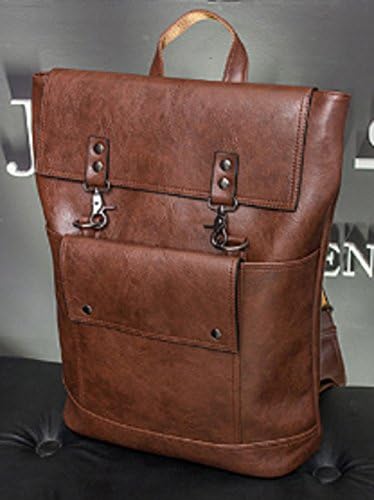 CustomHomme Men's Vintage Square Leather Rucksack Backpack One Size Brown