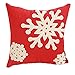 Hupplle Canvas Cotton Embroidery Throw Covers Christmas Snow Square Throw Pillow Covers Red