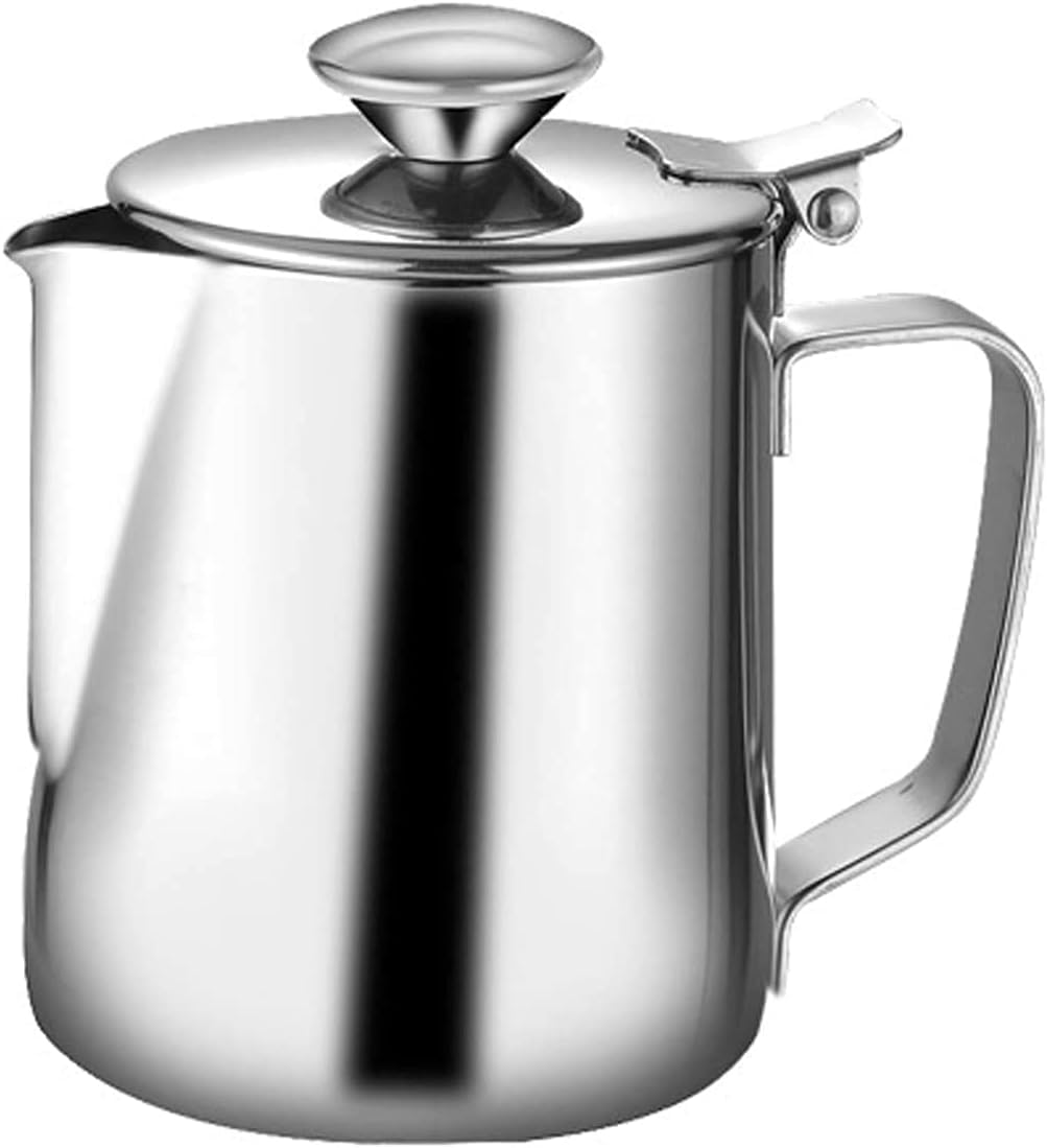 LATRAT Coffee Barista Milk Jug Stainless Steel, Perfect for Making Milk Frothing Universal Jug, Milk Frothing for Cappuccino and Latte, Silver, 350 ml