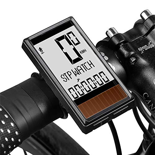 Newace Bike Computer Wireless IPX7 Waterproof Bicycle Speedometer Multi-Functional Odometer with Solar Energy Panel, Large Display and Backlight, Auto On/Off, Bike A/B Selection