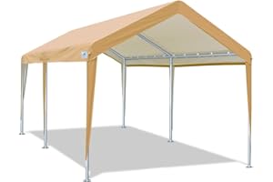 ADVANCE OUTDOOR Adjustable 10x20 ft Heavy Duty Carport Car Canopy Garage Boat Shelter Party Tent, Adjustable Height from 9.5 ft to 11 ft, Beige