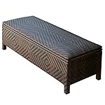 Brown PE Wicker 51 in. Storage Ottoman Bench in Weather Resustant Wicker .