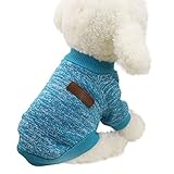 Mikey Store Pet Dog Clothes Soft Thickening Warm Stripe Polar Fleece Winter Clothes (Blue 1, M)