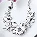 Leegoal Women Plated Oil Drip Rhinestone Flower Bib Necklace Earring Sets