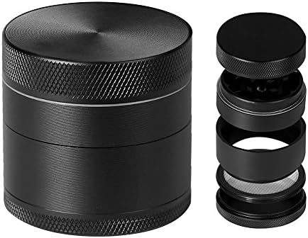 RunMover 5 Piece Herb Grinder Premium Aluminum Large Black Normal 1.5inch