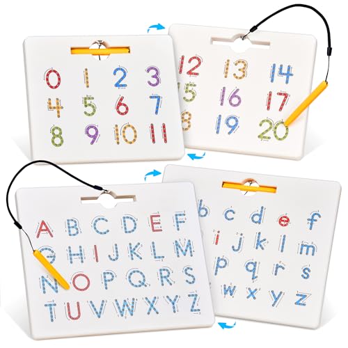 Photo 1 of GAMENOTE Double Sided Magnetic Letter & Number Board Set - Alphabet & Numbers Tracing Board for Toddlers, ABC Uppercase & Lowercase Practicing, Math Learning, Educational Toys for Kids