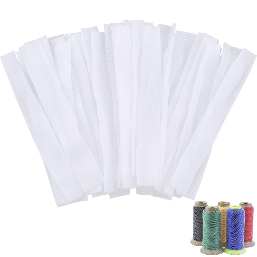 GORGECRAFT 100Pcs Thread Net Spool Saver Huggers Cosmetic Makeup Brush Protective Mesh Sewing Thread Cones Nets for Different Sizes of Sewing Quilting Winding Embroidery Machines White 15x2cm