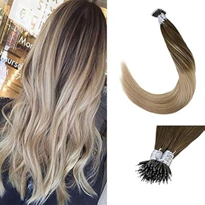 Laavoo 20 Cold Fusion Nano Tips Human Hair In Balayage Color Dark