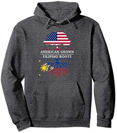 Unisex American Grown with Filipino Roots - Philippines Hoodie Small Dark Heather