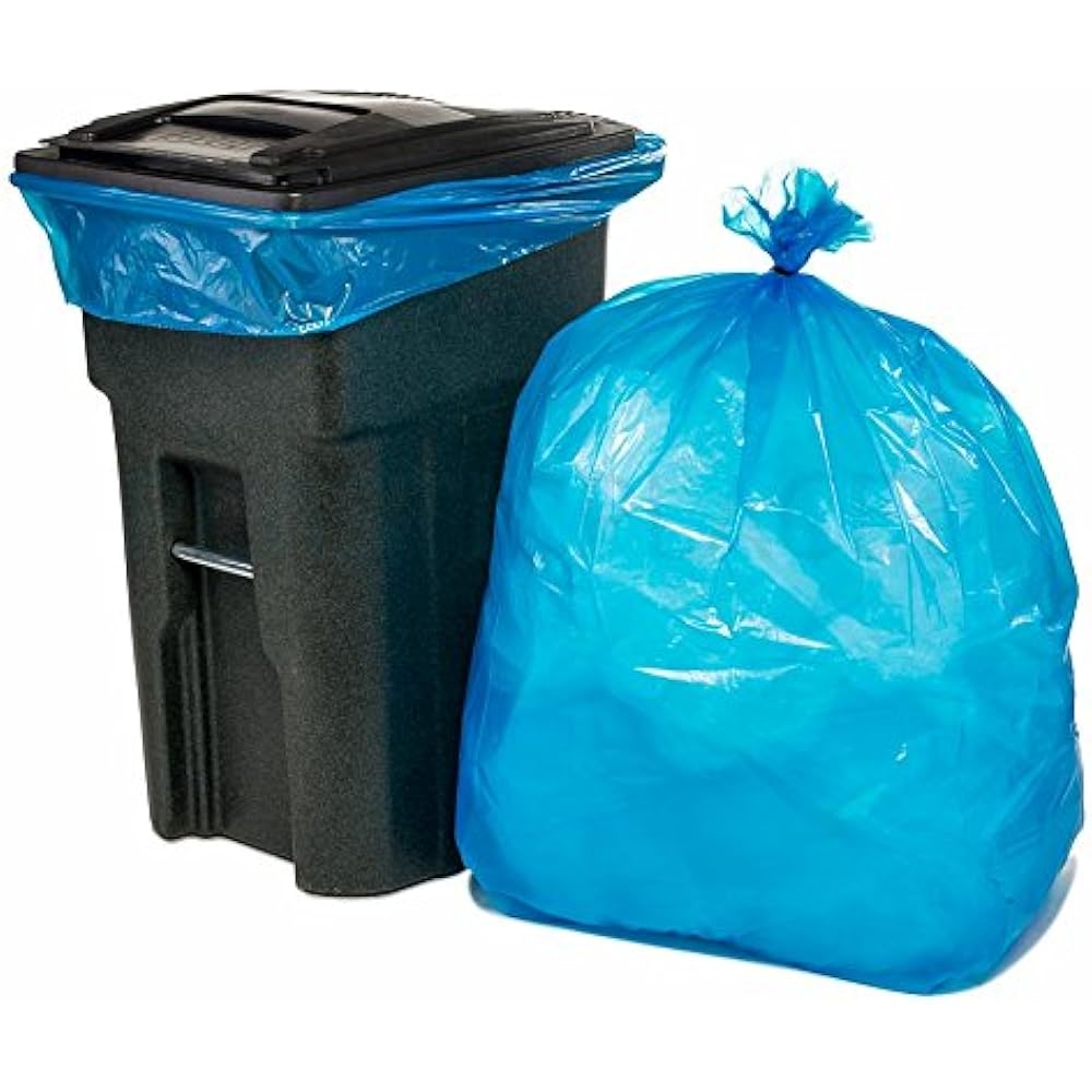 65 Trash Bags Gallon Recycling &x25021.5 Mil Blue Heavy Duty Garbage