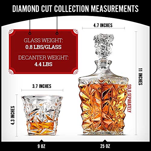 Ashcroft Fine Glassware Diamond Whiskey Glasses, Old fashioned Glasses
