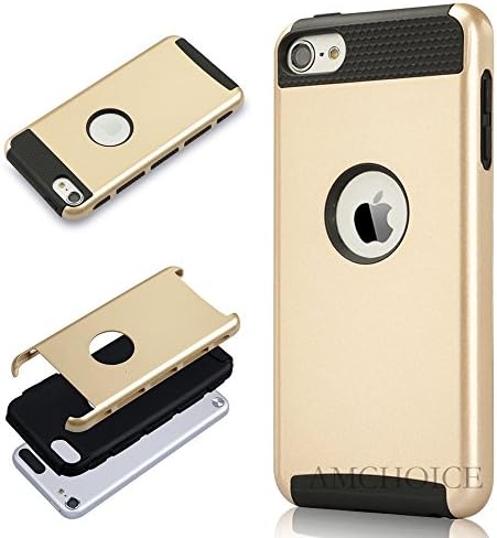 Touch 5 Case,Touch 6 Case, AMCHOICE(TM) Two In One [Series G] Combo Case For Apple iPod Touch 5,Apple iPod Touch 6 (Champagne Gold+Black),[Free Stylus,Screen Protector,Cleaning Cloth]