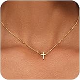 HERIER Cross Necklace for Women - 18K Gold Plated Cross Pendant Necklace Dainty Simple Gold Cross Necklace Tiny Gold Cross Necklaces for Women Trendy Gold Jewelry for Women Gift