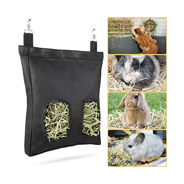 Geegoods Rabbit Hay Feeder Bag, Guinea Pig Hay Feeder Storage ，Hanging Feeding Hay for Small Animals 600D Oxford Cloth…