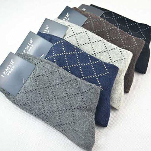 New! 5 Pairs Men's Winter Thick Grid Angora Cashmere Socks