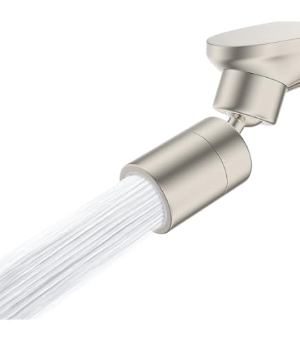 Rotating Faucet Aerator Extender – Universal Splash Filter With 7 Adapter Sizes, 360° Rotation, 2 Water Modes (1.2 GPM & 1.8 GPM), Brushed Nickel Finish