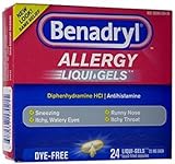 Benadryl Liqui-Gels Antihistamine Allergy Medicine & Cold Relief, Dye-Free Liquid Gels, 24 ct ( Pack of 5)