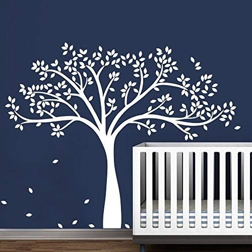 SMZYKW Wall Sticker Wall Decal Vinyl Sticker Large White Tree Custom Any Color For Kids Baby Bedroom Art Decoration Nursery DIY Poster Mural Y-932