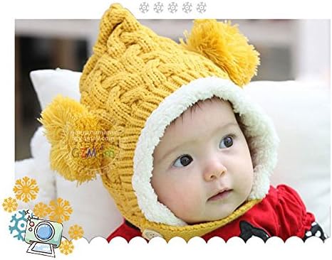 Holiday Red Baby Boy Girl Crochet Knitted Christmas Winter Beanie Hat (Yellow)