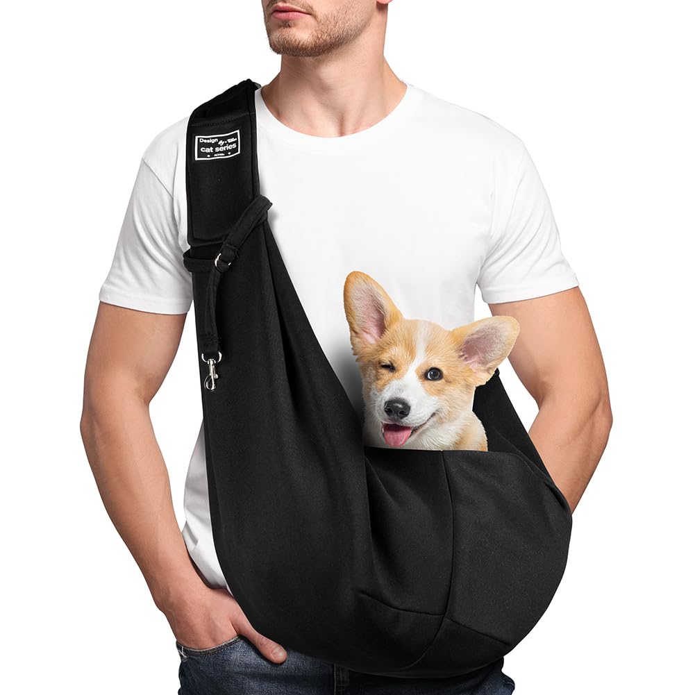 Adiwo Puppy Carrier - Reversible Hands-free Dog Carry Sling for Small & Medium Dogs & Cats, Soft & Comfortable, Adjustable Dog Carrier Bag Shoulder Tote for Outdoor Walking, Travel & Shopping