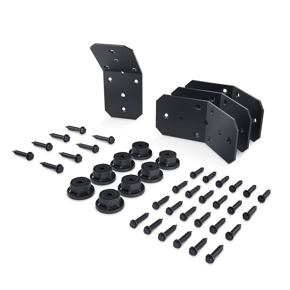 Ozco Building Products 51768 Ironwood 4-inch Flush Inside 45-degree Angle Bracket, (4 per Pack), Black