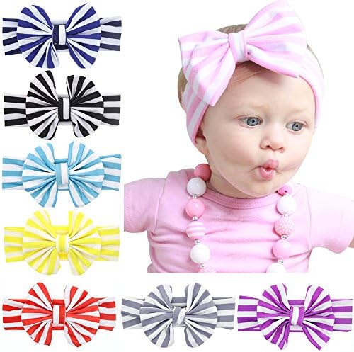 Kangsong Soft Stripe Head bands with Big Bowknot Hair Accessories For Baby Girls Headdress Pack of 8 pcs (610TK /8Pcs)