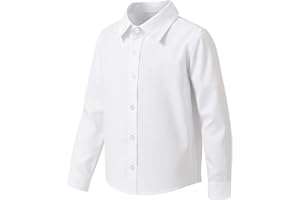solomate Girls Long Sleeve Button Down Shirts White Uniform Blouse School Top Formal Collared Outfits for Kids White