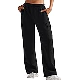 YEOREO Sweatpants Womens Cargo Pants Fleece Lined Wide Leg Joggers Baggy Drawstring Nairi Sweat Pants with Pockets