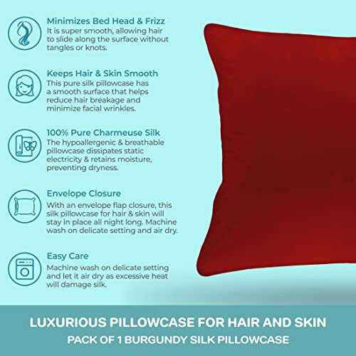Spasilk Pure Silk Pillowcase, 100 Charmeuse Silk for Hair and Beauty