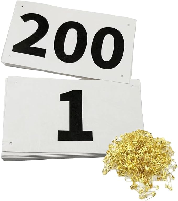 Kayiete Running Race Bibs Large Numbers with Safety Pins for Marathon Race Events- Tyvek Tearproof Waterproof (1-200)