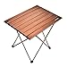 ENKEEO Foldable Camping Table Portable Lightweight Aluminum Desk with Carry Bag for Picnic, BBQ, Fishing, Hiking and Travel (Brown, XL)