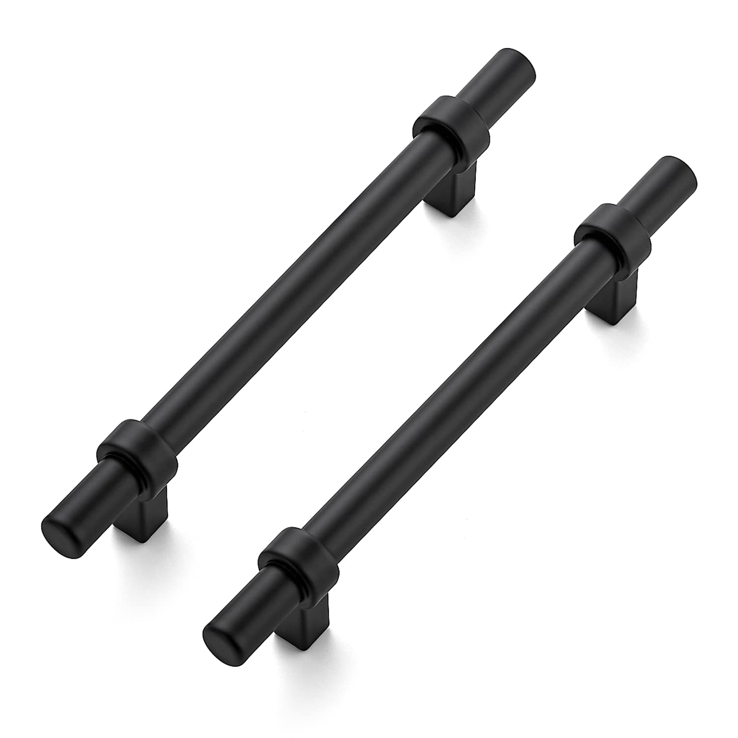 Photo 1 of Ravinte 5 Pack 7.38 Inch Cabinet Pulls Matte Black Kitchen Cabinet Hardware Cupboard Handles with Square Base 7.38" Length,5" Hole Center