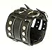 Wide Triple Strap Leather Cuff Wrap Gothic Wristband Bracelet With Buckle Fastening - Black