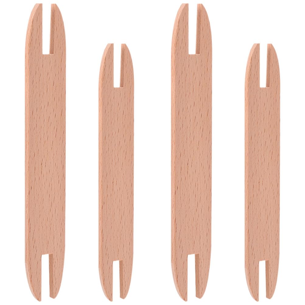 TEHAUX 4 Pieces Wooden Weaving Shuttle, Knitting Needles Weaving Tools Shuttle for Weaving Kid DIY Craft Sweater Scarf Tapestry Weaving Accessories