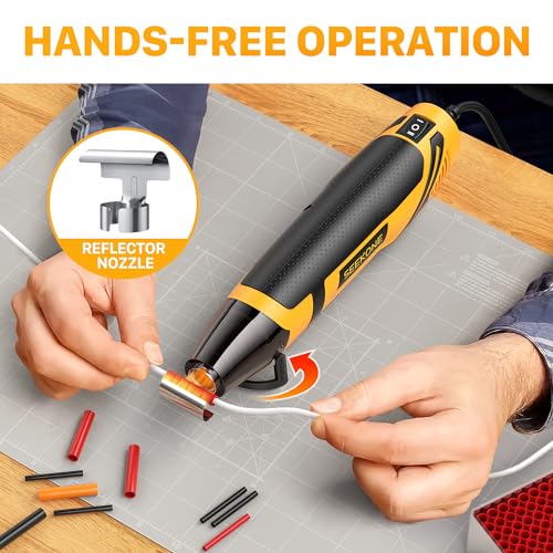 SEEKONE Mini Heat Gun 2 Temperature 260℃/450℃, 350W Handheld Hot Air Gun Tool 1.5S Fast Heating with Overload Protection, Non-Slip Rubber Body, Nozzle for Craft Embossing, Shrink Wrapping