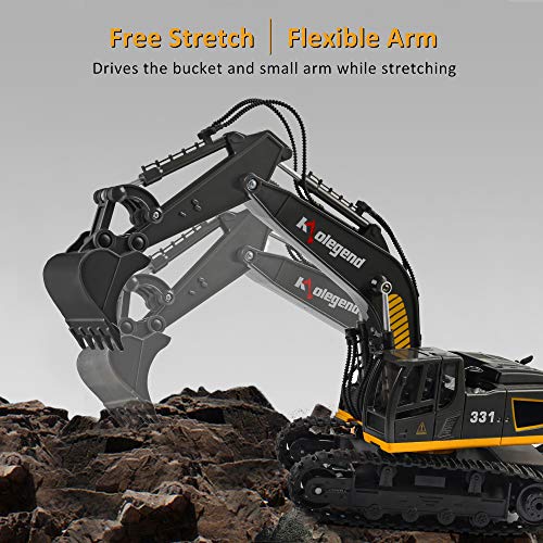kolegend Remote Control Excavator Toy Truck, 1/18 Scale RC Excavator