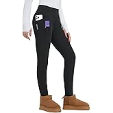 baleaf Thick Leggings for Women Water Resistant Snow Pants Fleece Lined Leggings Winter Ski Hiking Pants with Zip Pockets