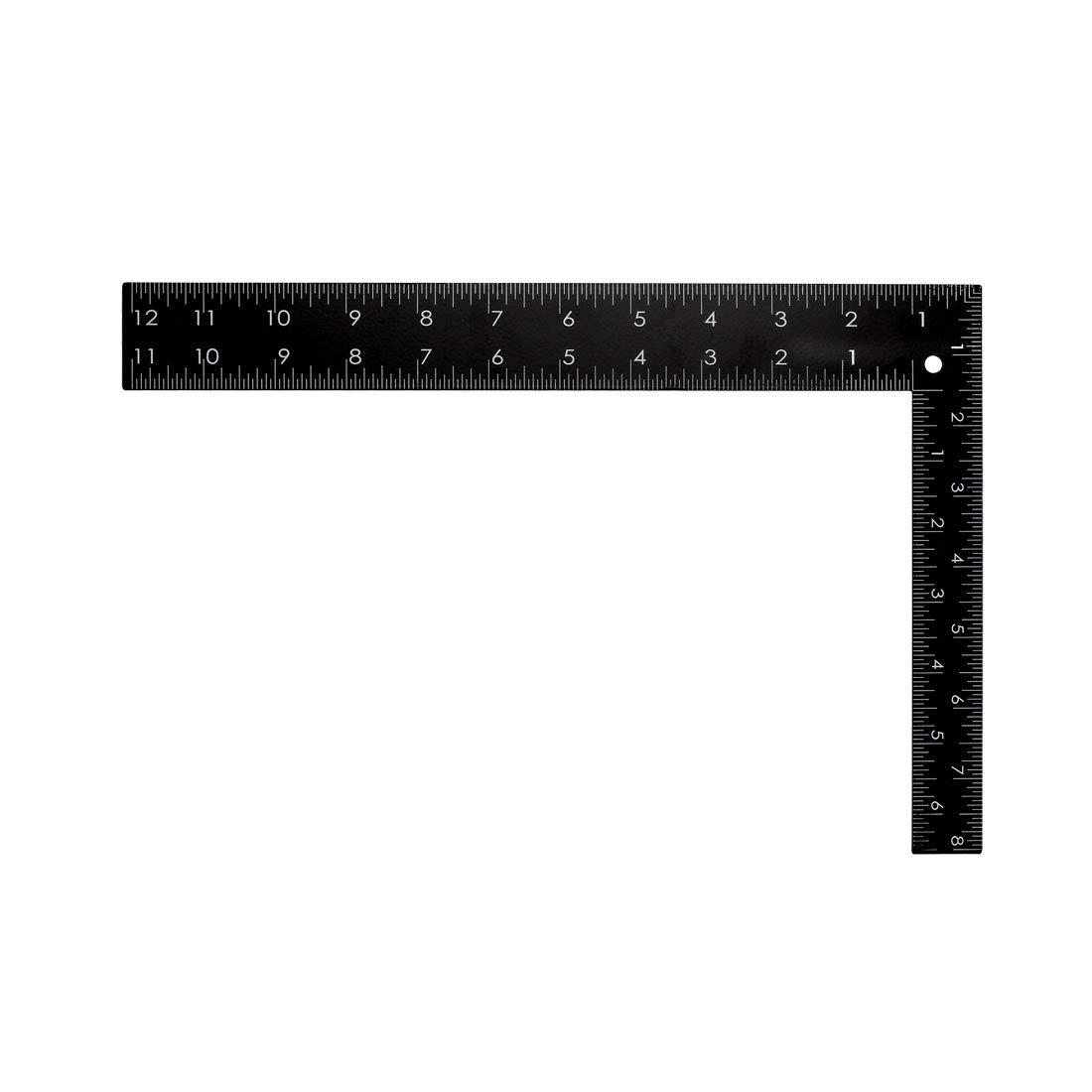 sourcing map Angle Ruler 200x300mm 8x12 Inch Metric Double Scale Stainless Steel Dual Side L Shape Square 90 Degree Layout Tool for Carpenter Engineer Black