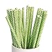 Webake 100 Pack Paper Drinking Straws 7.75 Inch Disposable Biodegradable Replacement (Chevron, Green)