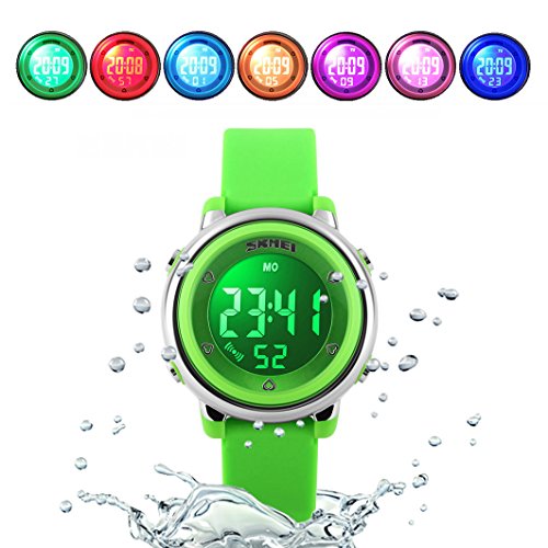 WUTONYU(TM) Children Digital Watch Kids Boy Girls LED Alarm Stopwatch Waterproof Wristwatches(Green) WUTONYU(TM) Children Digital Watch Kids Boy Girls LED Alarm Stopwatch Waterproof Wristwatches(Green)
