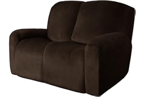 Easy-Going Velvet 6-Pieces Recliner Loveseat Covers Stretch Reclining Couch Covers for 2 Seat Recliner Sofa Slipcover Thick Soft Washable (Loveseat, Brown)