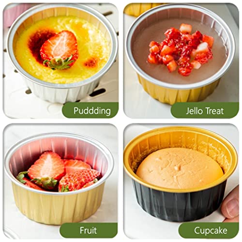 [50 Sets 5 Oz.] Aluminum Cupcake Liners with Lids, Disposable Foil