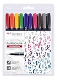 Tombow WS-BH-10P Fudenosuke Colour Brush Pens (Pack of 10)