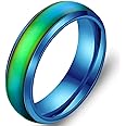 Jude Jewelers 4mm Stainless Steel Temperature Sensative Color Changing Wedding Band Mood Ring
