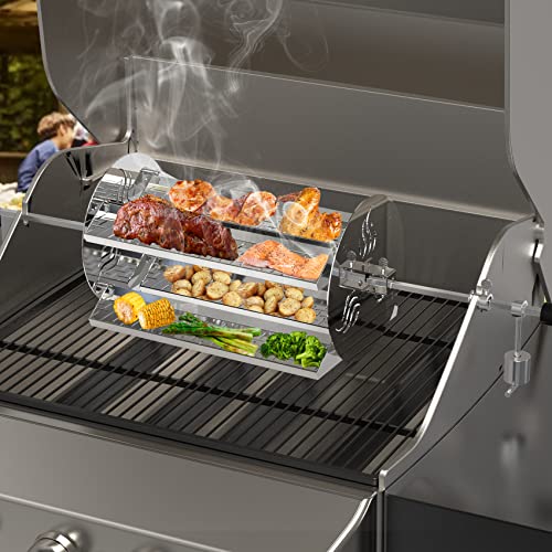 onlyfire 18 inch Round Tumble Rotisserie Basket Cooking Accessory