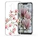 kwmobile Case Compatible with Huawei Mate 20 Lite - Crystal Clear TPU Silicone Protective Cover Full Body Case - Magnolias Light Pink/White/Transparent