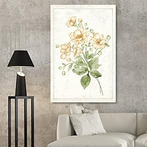 Canvas Wall Art - Hand Drawn Abstract Yellow Anemone Flower Series Artwork - Giclee Print Gallery Wrap Modern Home Art Ready to Hang - 12x18 inches