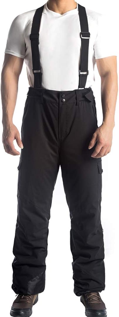 Przewalski Men's Snow Ski Bib Pants 10000mm Waterproof Insulated Snowboard Trousers with Detachable Bib : Clothing